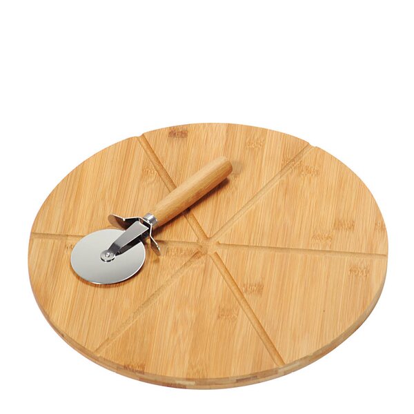 Kesper - Pizzatallerken med pizzaskjærer 32 cm bambus