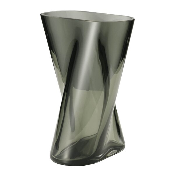 Georg Jensen Lituus vase liten 18 cm røkfarget glass