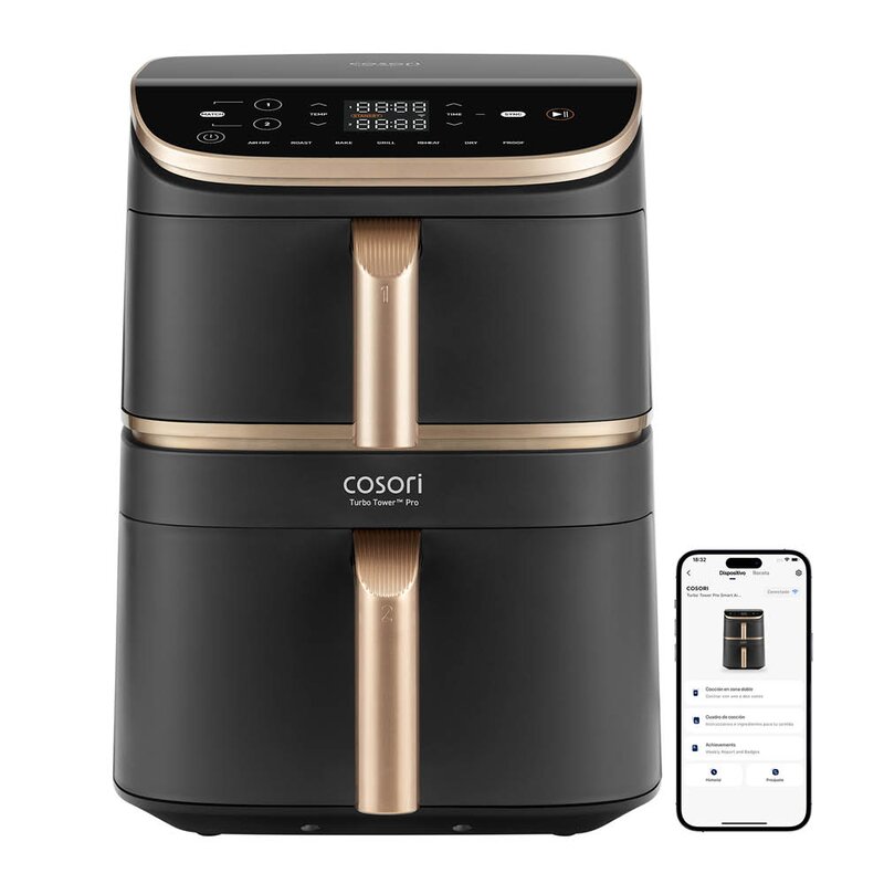 Cosori Turbo Tower Pro airfryer 10,8L mørk grå/roségull