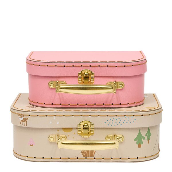 OYOY Mini koffert Venner i skogen Hjort & And 25,5x18x8,5 cm 2 stk Camel Rose