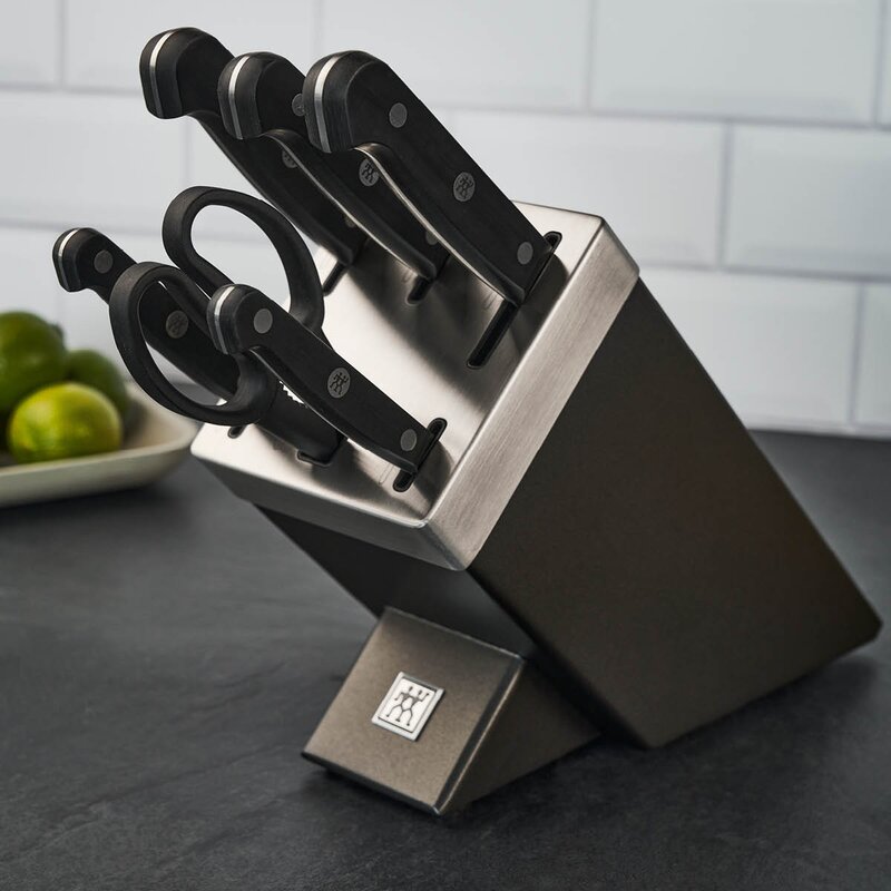 Zwilling Gourmet knivsett med selvslipende blokk 7 deler sølv/grå
