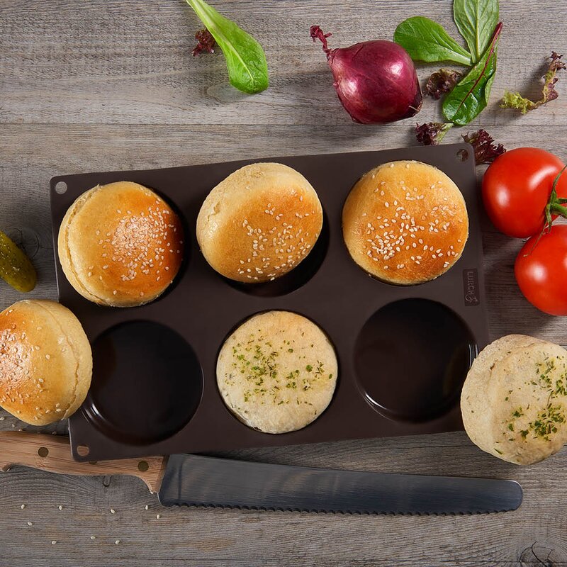Lurch Flexiform BurgerBun bakeform til 6 stk hamburgerbrød à 8,5 cm