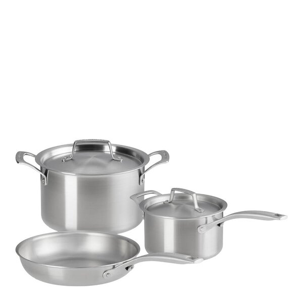 Le Creuset Essential 3-ply grytesett 3 deler inkl stekepanne stål/keramisk