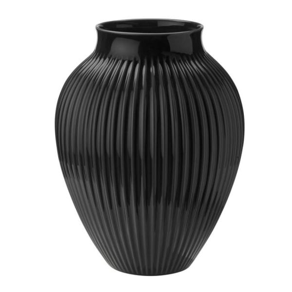 Knabstrup Keramik Vase riller 35 cm svart
