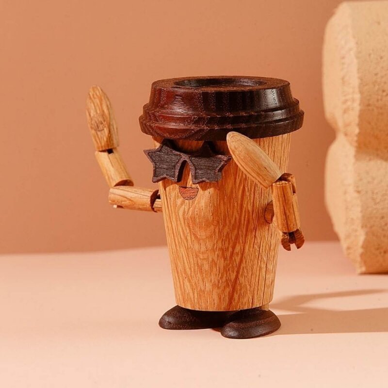 Spring Copenhagen Woodies Esther Espresso To Go Coffee trefigur 8,5 cm eik