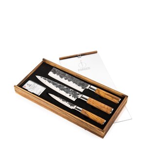 Forged Knivsett 3 deler 35/32/25 cm olive
