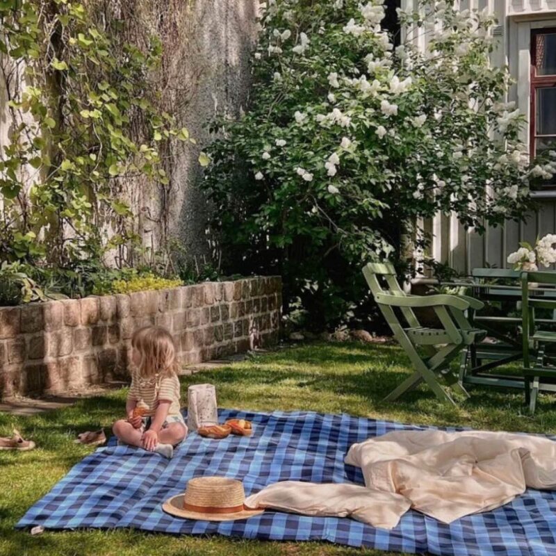 Midnatt Gingham sengeteppe 260x260 cm blå