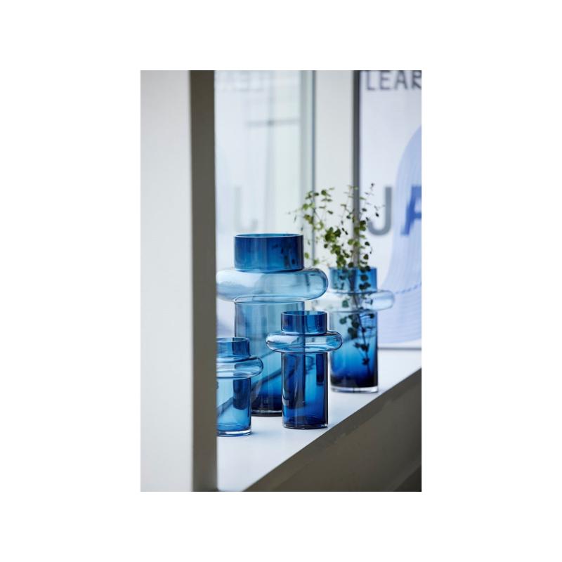 Lyngby Glas Tube vase 40 cm dark blue glass