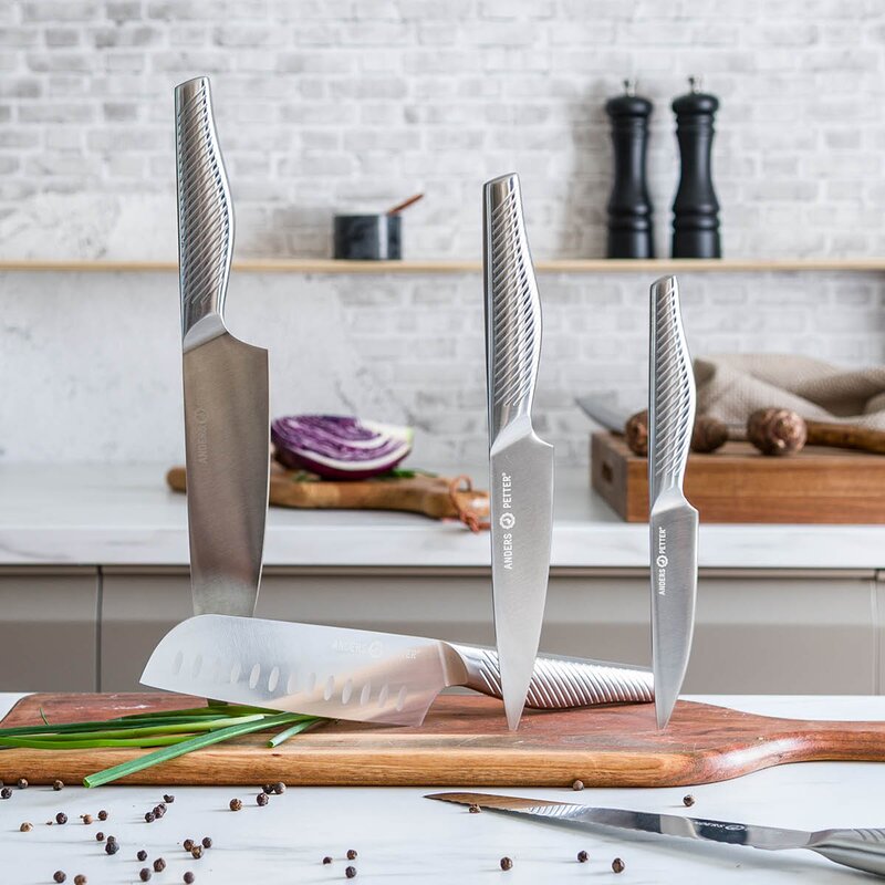 Anders Petter Kokkekniv 34 cm børstet stål