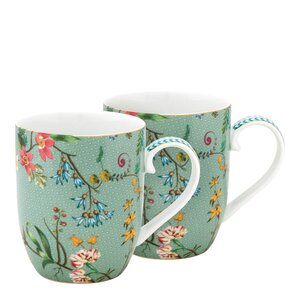 Pip Studio Jolie Flowers krus liten 20 cl 2 stk lyseblå