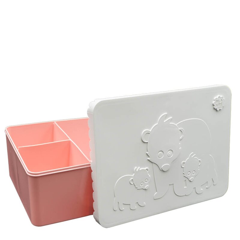 Blafre Matboks i plast treroms 7x14x19 cm Bjørn hvit/rosa