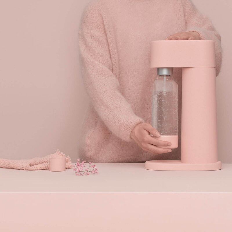 Mysoda Woody kullsyremaskin uten sylinder rosa