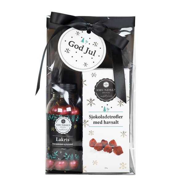 Amundsen Spesial Vintergave Sjokoladetrøfler 100g & lakriskuler røde 170g