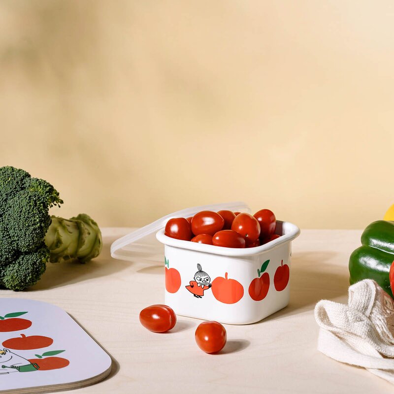 Muurla Mummi emaljeboks med lokk 0,67L røde epler