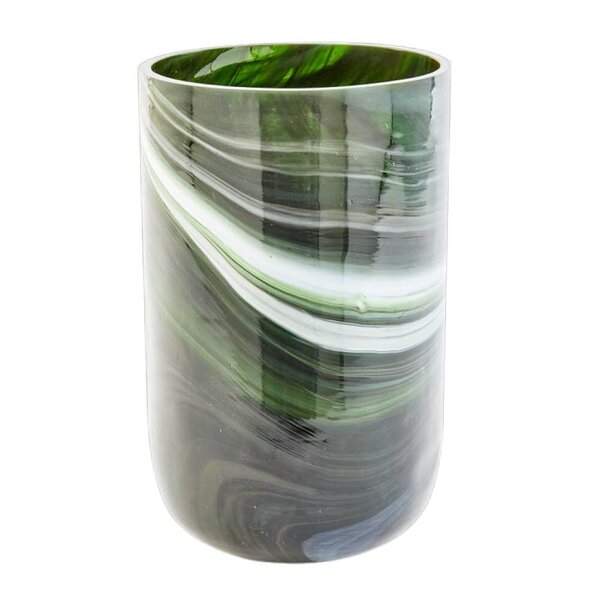 Pols Potten - Marbled vase i marmorert glass M 30 cm m&oslash;rkegr&oslash;nn