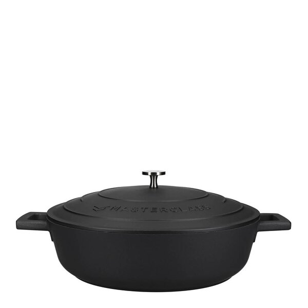 MasterClass Cast Aluminium lav gryte med selvøsende lokk 4L svart