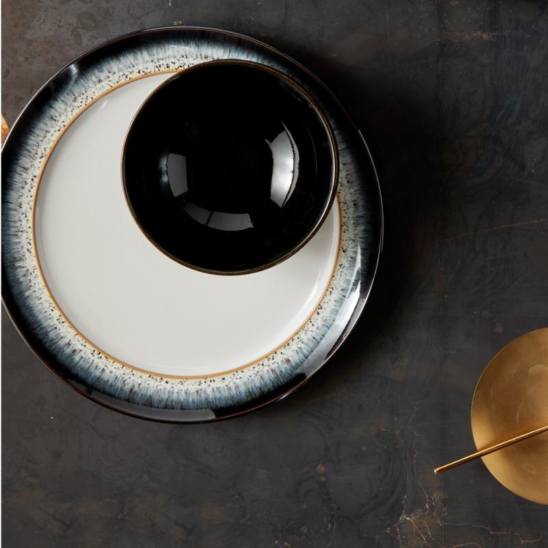 Denby Halo tallerken 24,4 cm 4 stk blå/svart