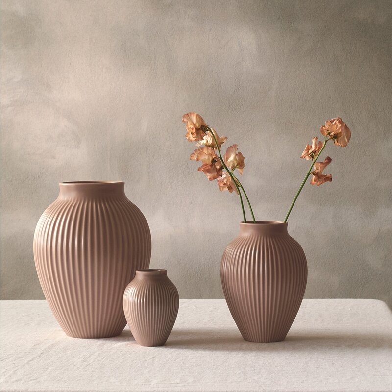 Knabstrup Keramik Ripple vase 20 cm matt dusty rose