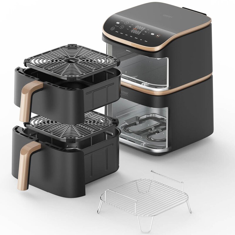 Cosori Turbo Tower Pro airfryer 10,8L mørk grå/roségull