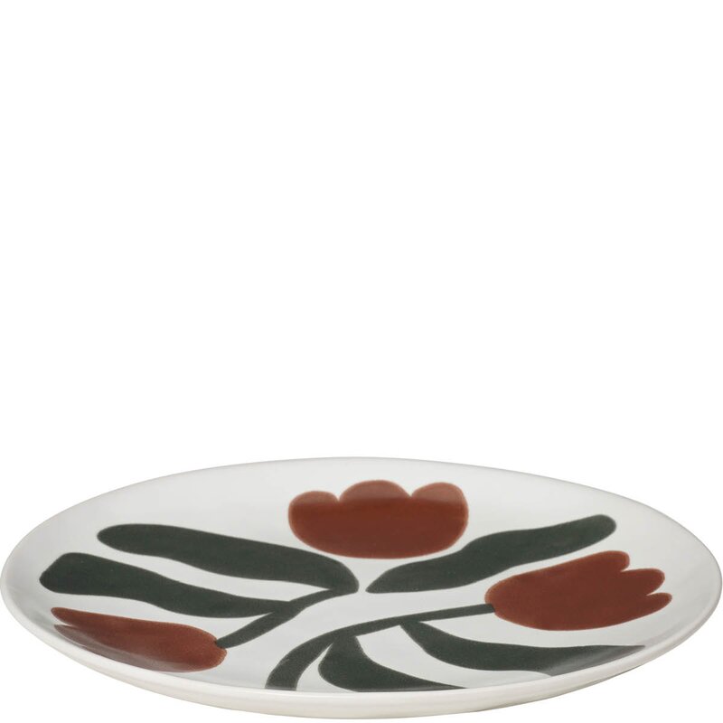 Broste Copenhagen Dora tallerken 26 cm Mocha Bisque/Agave Green