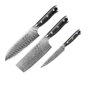 Damaskus by Haws G10 knivsett 3 deler svart