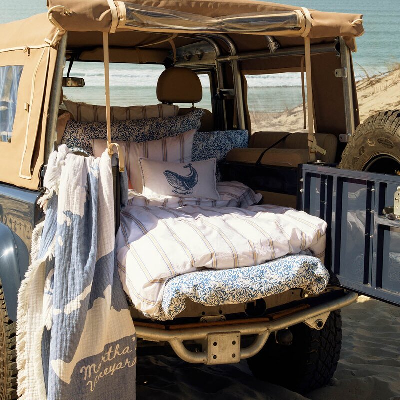 Lexington Sengesett 200x140 cm sateng blomstrete blå/hvit