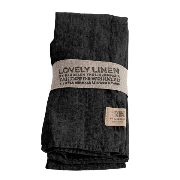 Lovley Linen - Lovely serviett lin 45x45 cm 4 stk Dark Grey
