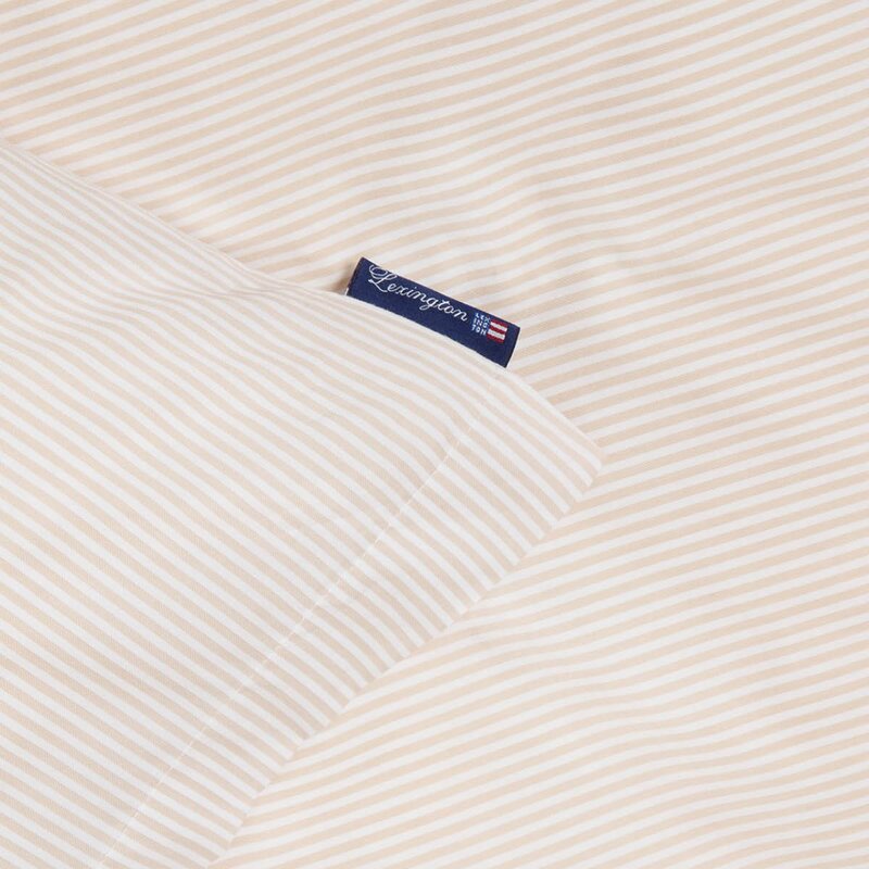 Lexington Sengesett bomullssateng 140x200 cm beige/hvit stripete
