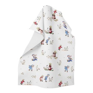 Arvidssons Textil Emil & Ida i hönsgården kjøkkenhåndkle 47x47 cm offwhite