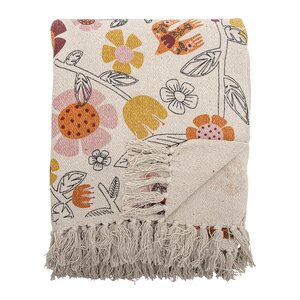 Bloomingville Vivielle pledd 160x130 cm blomster lys