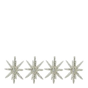 House Doctor Spike juletrepynt stjerner 7,5 cm 4 stk sølv/glitter