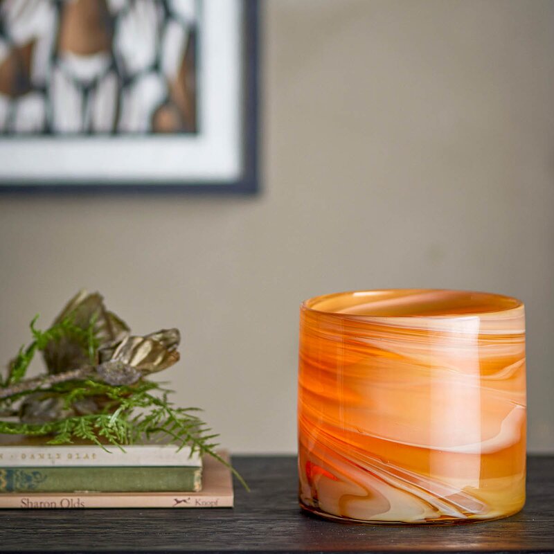 Bloomingville Lyslykt Sylas i glass 11,5x11 cm oransje
