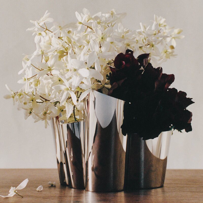 Georg Jensen Fold vase bred 19,7 cm stål